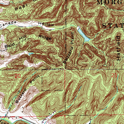 Topographic Map of Buzzard Point, IN