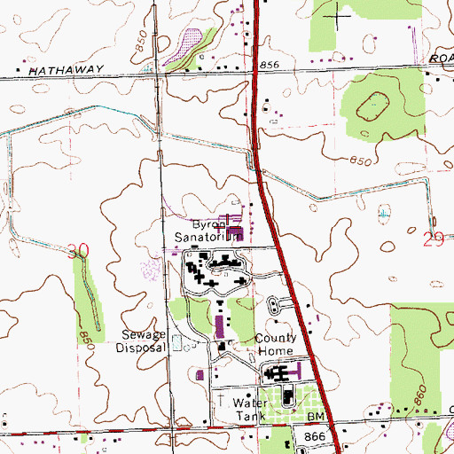 Topographic Map of Byron Sanatorium, IN