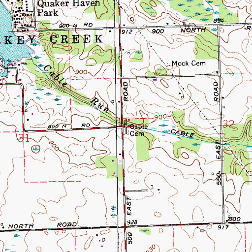 Topographic Map of Cable Cemetery, IN