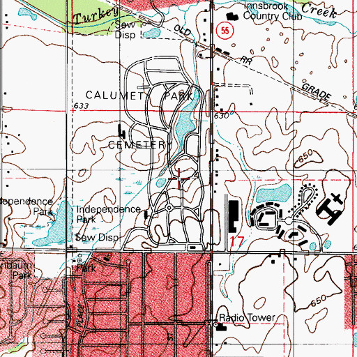 Topographic Map of Calumet Park Cemetery, IN