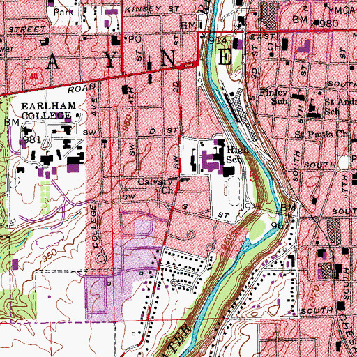 Topographic Map of Calvary Church, IN