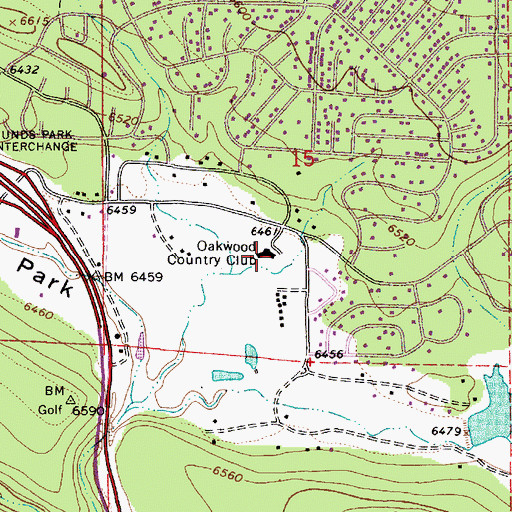 Topographic Map of Oakwood Country Club, AZ