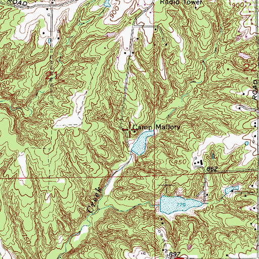 Topographic Map of Camp Mallory, IN