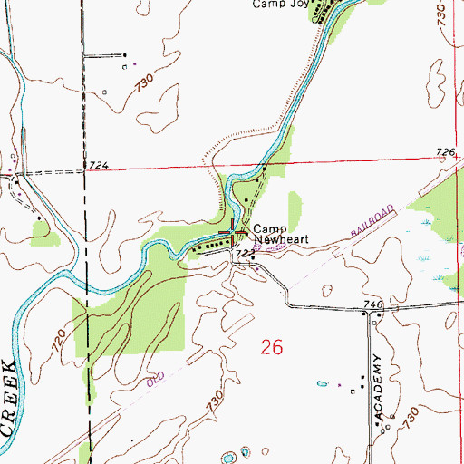 Topographic Map of Camp Newheart, IN