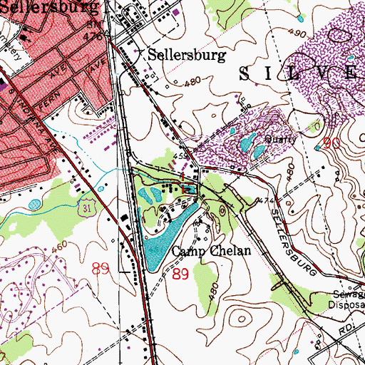 Topographic Map of Camp Run, IN