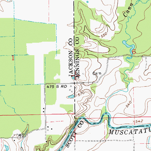 Topographic Map of Cana Creek, IN