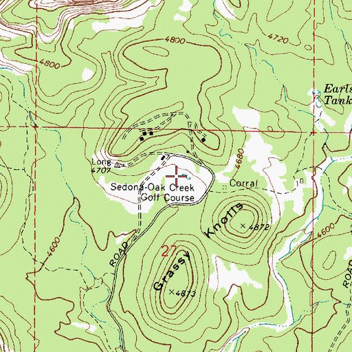 Topographic Map of Sedona-Oak Creek Golf Course, AZ