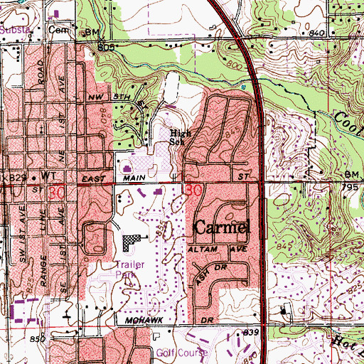 Topographic Map of Carmel, IN