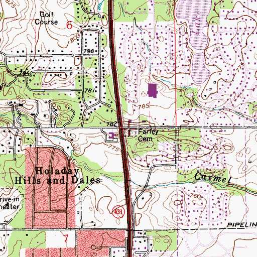 Topographic Map of Carmel Creek, IN