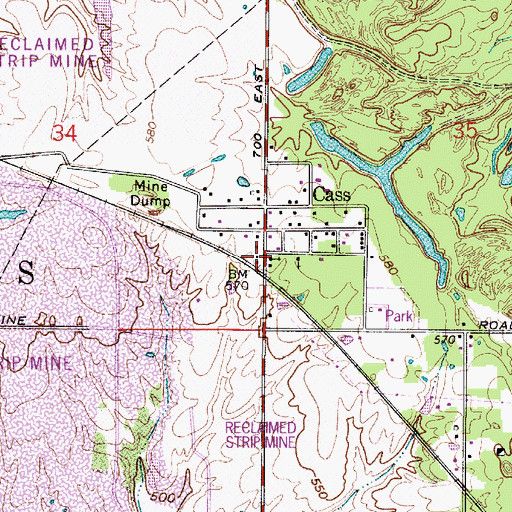 Topographic Map of Cass, IN