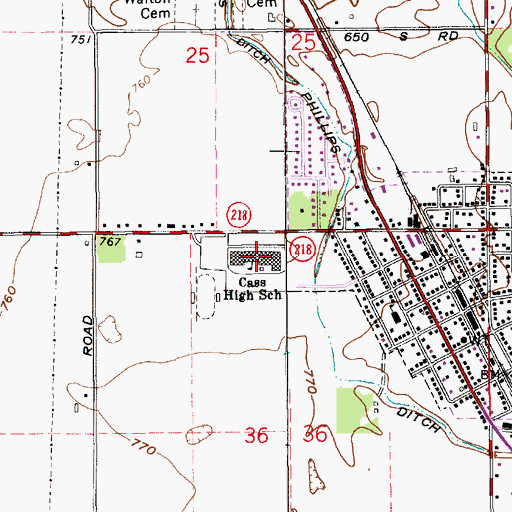 Topographic Map of Lewis Cass Junior-Senior High School, IN