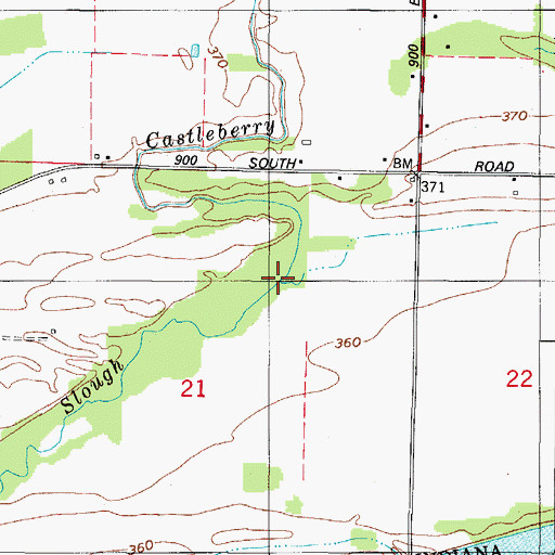 Topographic Map of Castleberry Creek, IN