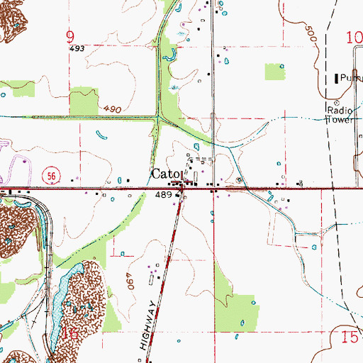 Topographic Map of Cato, IN