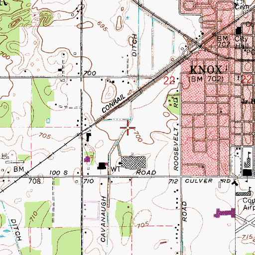 Topographic Map of Cavanaugh Ditch, IN