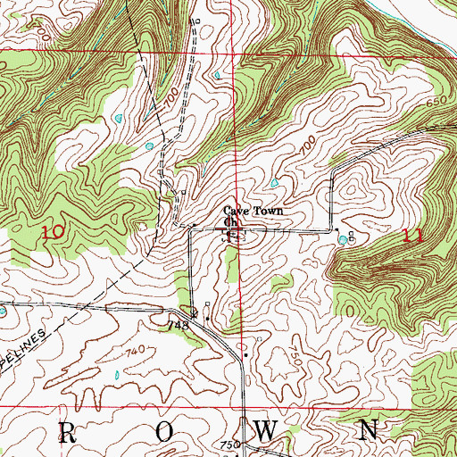 Topographic Map of Cave Town Church, IN