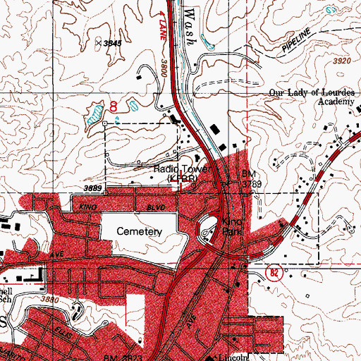 Topographic Map of KFBR-AM (Nogales), AZ