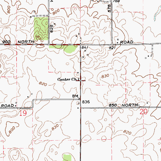 Topographic Map of Center Church, IN