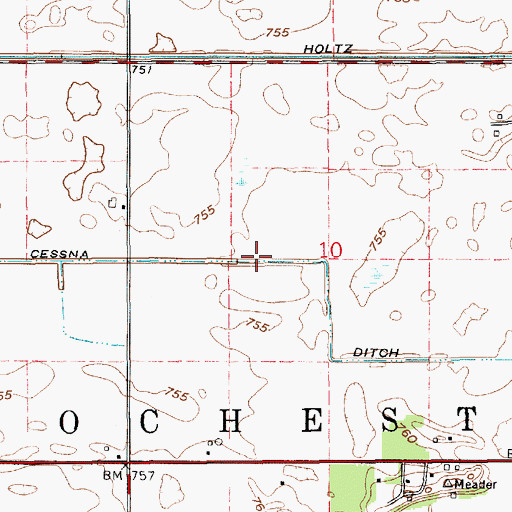 Topographic Map of Cessna Ditch, IN