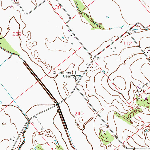 Topographic Map of Chambers Cemetery, IN