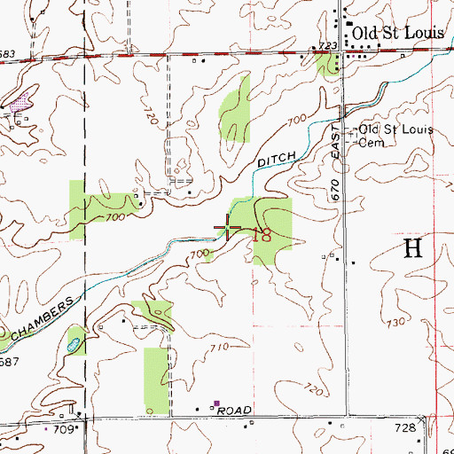 Topographic Map of Chambers Ditch, IN