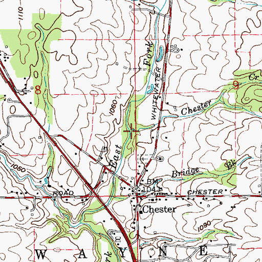 Topographic Map of Chester Creek, IN
