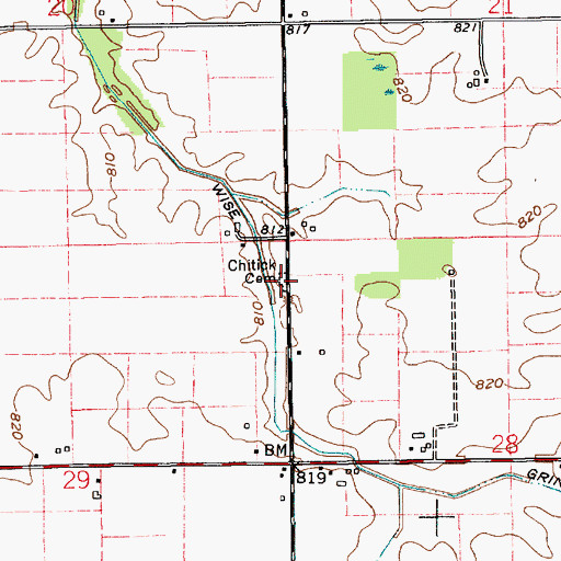 Topographic Map of Chitick Cemetery, IN