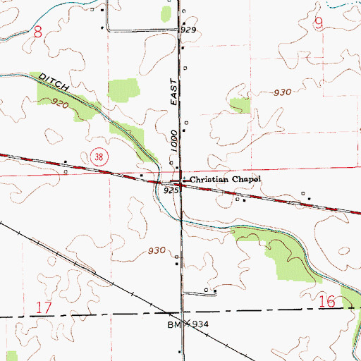 Topographic Map of Christian Chapel, IN