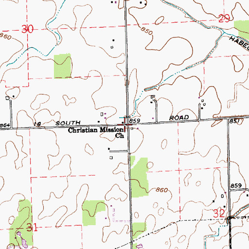 Topographic Map of Christian Mission Church, IN