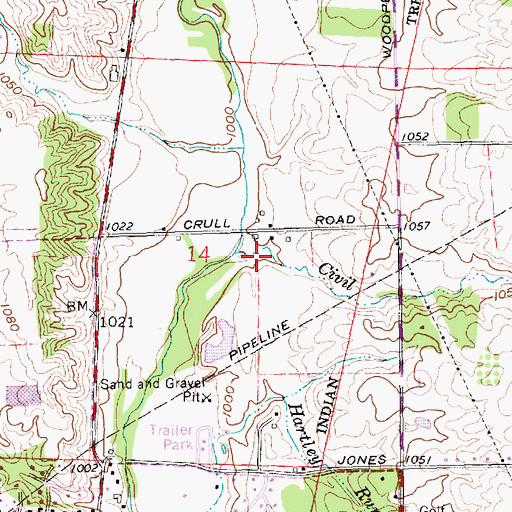 Topographic Map of Civil Run, IN