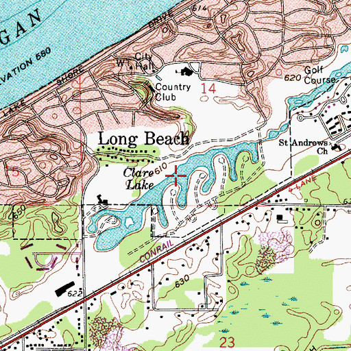 Topographic Map of Clare Lake, IN