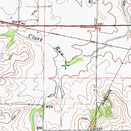 Topographic Map of Clark Run, IN
