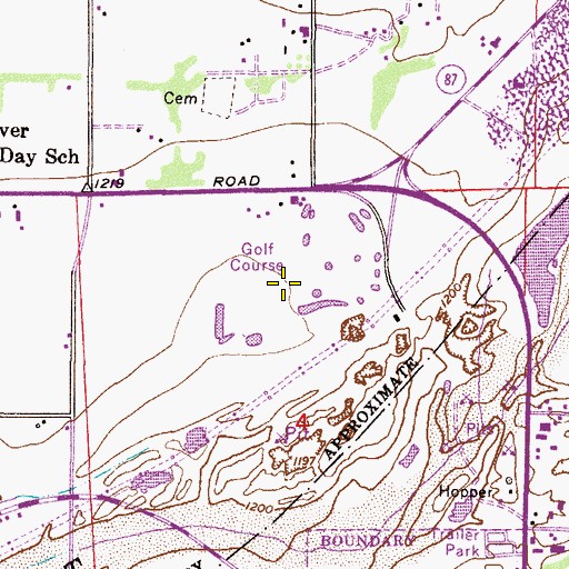 Topographic Map of Evergreen Golf Course, AZ
