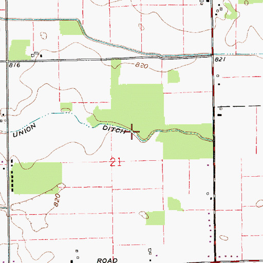 Topographic Map of Dell Wood Branch, IN