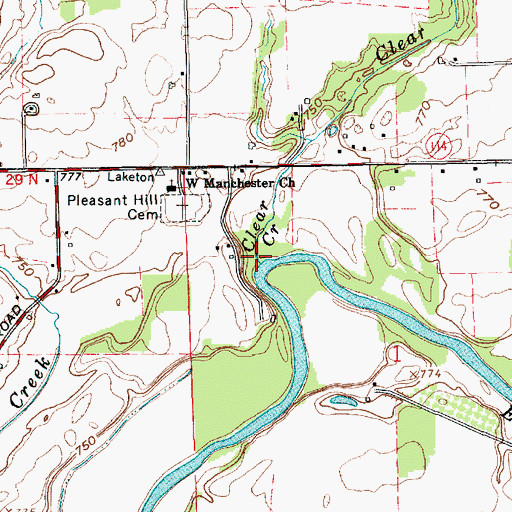 Topographic Map of Clear Creek, IN