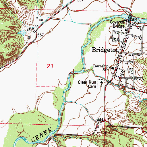 Topographic Map of Clear Run, IN