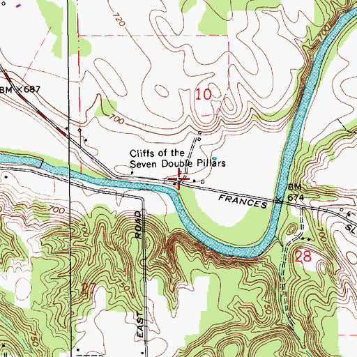 Topographic Map of Cliffs of the Seven Double Pillars, IN