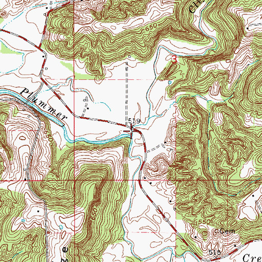Topographic Map of Clifty Branch, IN