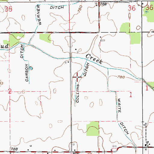 Topographic Map of Collins Ditch, IN
