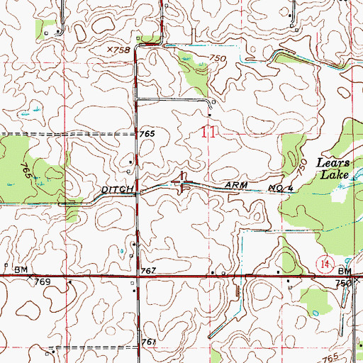 Topographic Map of Collins Ditch Arm, IN