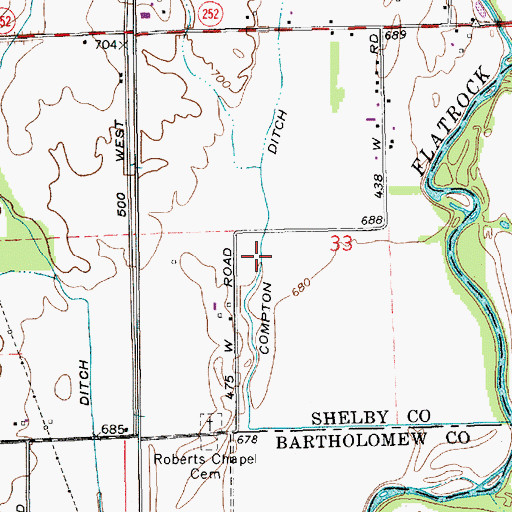 Topographic Map of Compton Ditch, IN