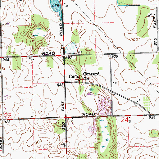 Topographic Map of Concord Church, IN