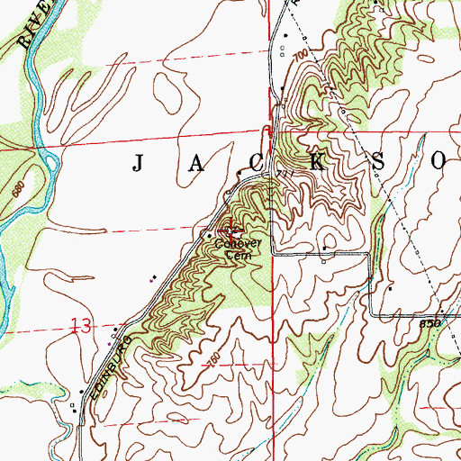 Topographic Map of Conover Cemetery, IN