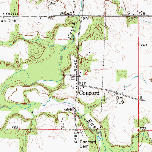 Topographic Map of Conroe Church, IN