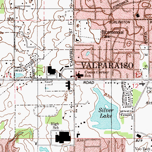 Topographic Map of Cooks Corner Elementary School, IN