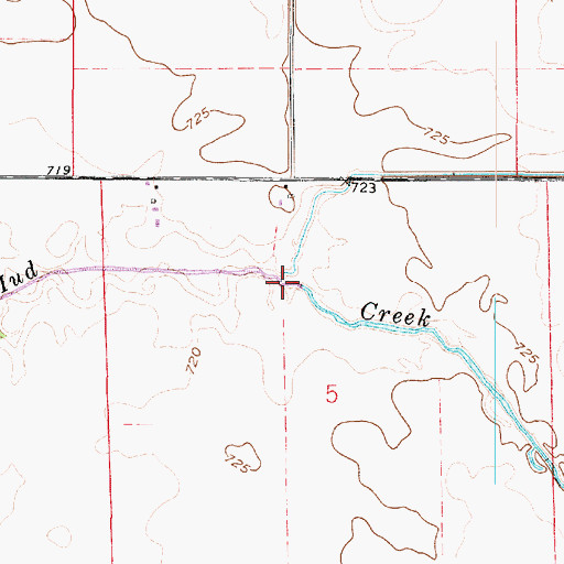 Topographic Map of Coon Creek, IN