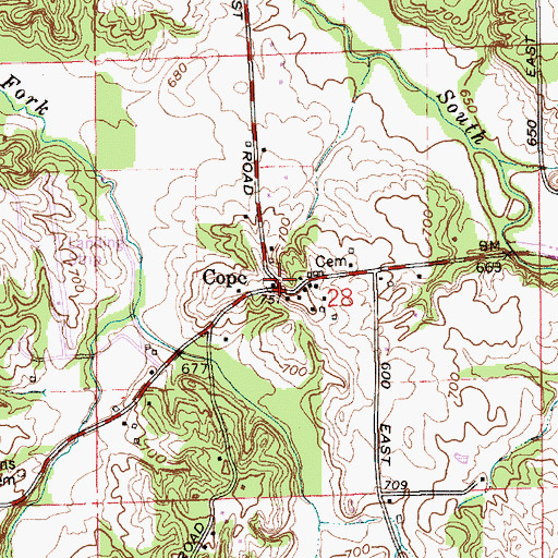 Topographic Map of Cope, IN