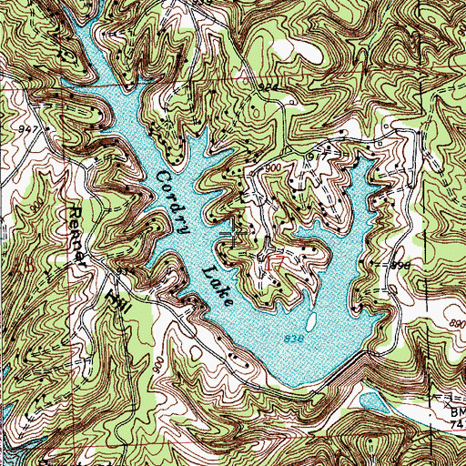 Topographic Map of Cordry Lake, IN