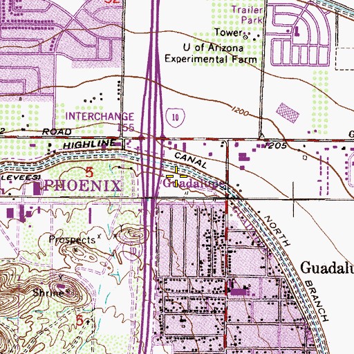 Topographic Map of KUKQ-AM (Tempe), AZ