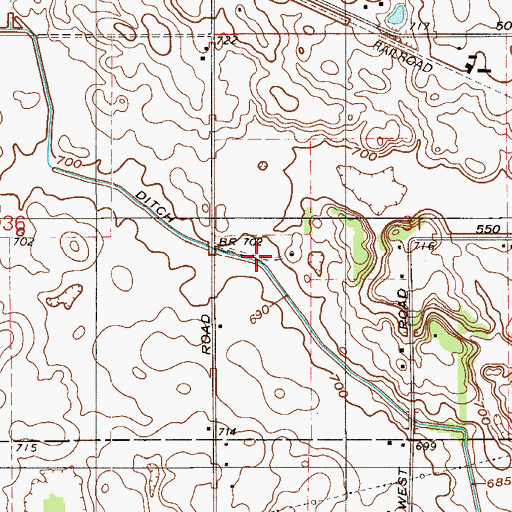 Topographic Map of Cornell Ditch, IN