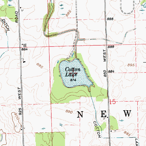 Topographic Map of Cotton Lake, IN
